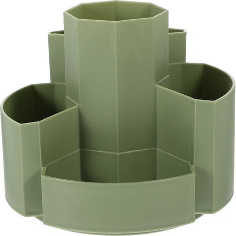 Multifunktionaler, drehbarer Bürstenhalter, drehbarer Stiftehalter, Schreibtisch-Organizer für Bürobedarf – 13,00 x 13,00 x 11,30 cm – Grün (1/4)