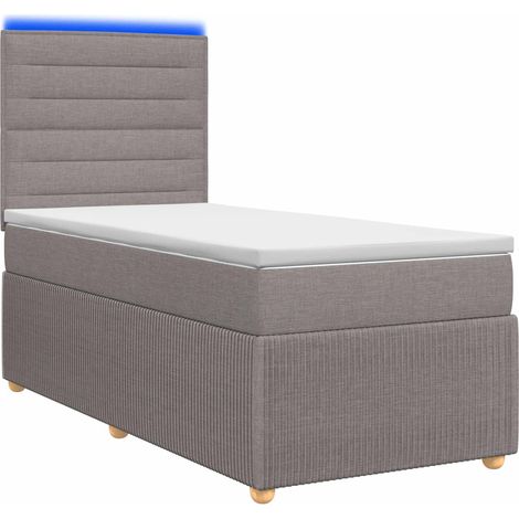 Letto Box Spring LED con Materasso Tortora 90 x 190 cm Tessuto vidaXL (1/5)