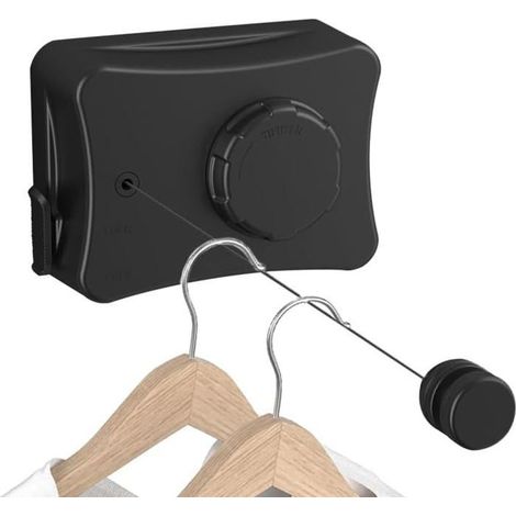 (Noir)Corde À Linge Rétractable 5.1M,Acier Inoxydable Fil A Linge Extérieur Retractable,Etendoir Linge Exterieur Retractable,Fil À Linge (1/5)