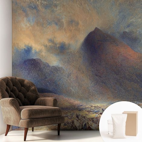 Tapete Vliestapete mit Kleber - Wanddekoration - Wandfolie - 3D Tapete Wand - Wohnungsdeko Berglandschaft 250x250 cm (1/5)