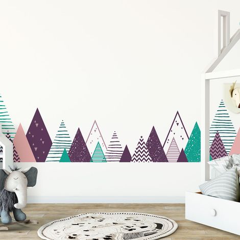 Stickers muraux enfants - Décoration chambre bébé - Autocollant Sticker mural géant enfant montagnes scandinaves MADOKA - 40x65cm (1/5)
