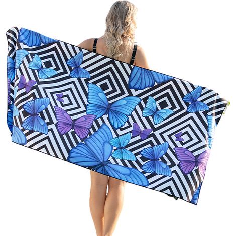 1 serviette de plage, microfibre, 80 x 160 cm, séchage rapide, anti-sable, légère, pour voyage camping fitness yoga (1/5)