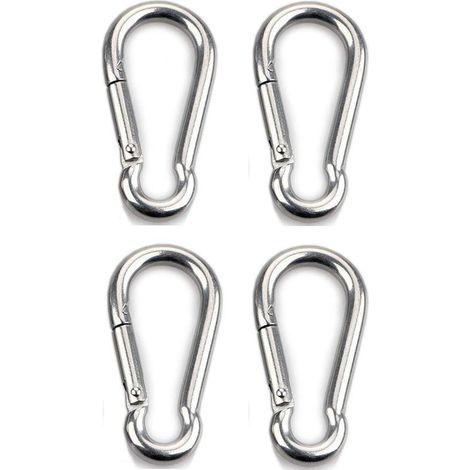 4pcs Mousqueton de Fixation pour Charges Lourdes  Sports  Chiens de Serrure Hamac Balançoire en Acier Inoxydable 304