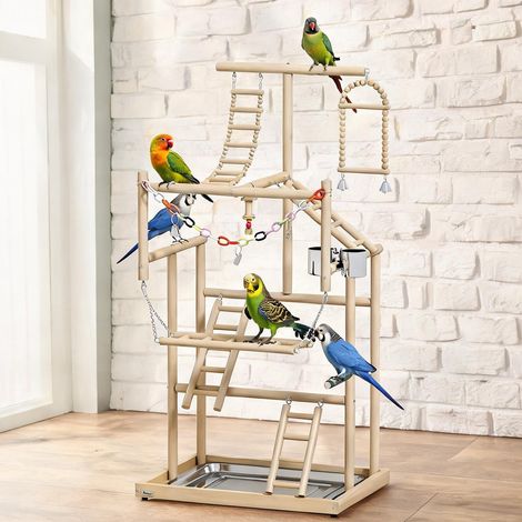 Cage pour oiseaux en bois de pin acier inoxydable 48 x 38 x 95 cm (1/5)