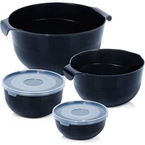 Cul De Poule - Lot De 4 Bols Cuisine En Plastique Robuste - Couvercles Etanches - Lave-Vaisselle Et Congélateur - 0 5 L 1 5 L 2 5 L 4 L (1/5)