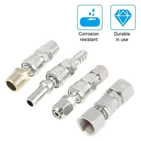 Air Compressor Hose Connectors, 8Pcs 1/2" BSP Male Thread Quick Fittings Set with 8 x 12mm Quick Coupler and Connector Socket (1/5)