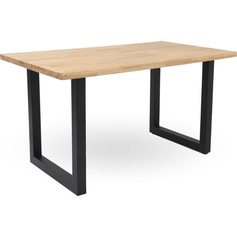 Home Heavenly® Mesa de Comedor, salón, Industrial Barcelona, Mesa de diseño Moderno y Robusto, Tablero en Listones de Madera  Medida : 140 X 80 cm