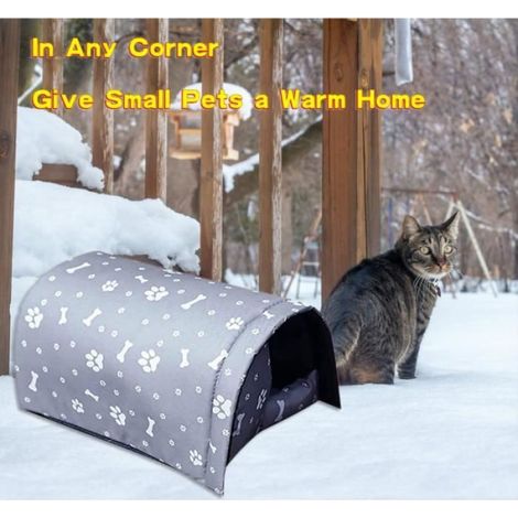 Maison pour chat d'extérieur, abri extérieur épais pour chats et chiens errants, coupe-vent, imperméable et anti-pluie, pliable (1/4)