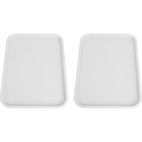 Lot de 2 plateaux alimentaires multifonctionnels, épais et antidérapants, pour le service de restauration rapide chinoise dans les restaurants et salles à manger (blanc). (1/5)