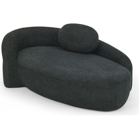 Canapé en teddy doux au design arrondi, noir, polyvalent pour salon et chambre (1/5)