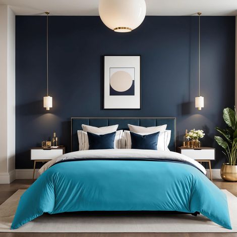 Housse de Couette Simple - Turquoise - Ranforce - 135 x 200 cm - 100% Coton - 155 Fils - Fermeture à Bouton - Lavable en Machine à 30 °C - Doux et Durable (1/5)
