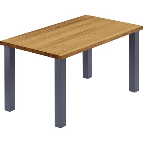 LAMO Manufaktur Esstisch Küchentisch, 140x60x76 cm (AxBxH), Classic, Rustikal / Anthrazit, LNG-01-A-003-7016Cl