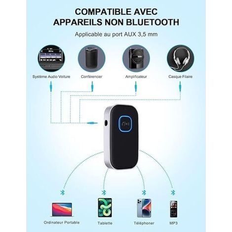 Bluetooth 5.3 Auto-Empfänger, Bluetooth-Adapter fürs Auto, 3,5-mm-AUX-Anschluss mit drahtloser Rauschunterdrückung für Autoradio/Autostereoanlage/kabelgebundene Kopfhörer/Lautsprecher/Freisprecheinric (1/4)