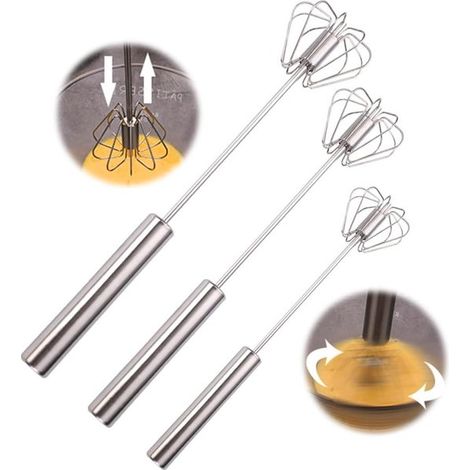 Frusta automatica, frusta per uova in acciaio inox, montalatte, frusta rotante per sbattere, mescolare e amalgamare (3 pezzi) (1/5)