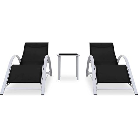 Maison Exclusive - Sonnenliegen 2 Stk. mit Tisch Aluminium Schwar (1/5)