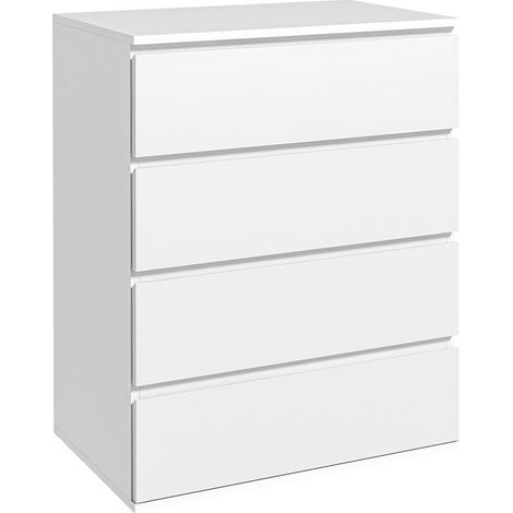 CASSETTIERA 4 CASSETTI IN TRUCIOLATO CON GUIDE IN METALLO E MANIGLIE SCANALATE. 60X40X80 CM. BIANCO (1/5)