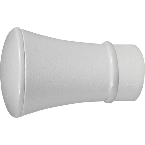 2 pomoli bianco a tromba terminale per tubo tende diametro 20 mm