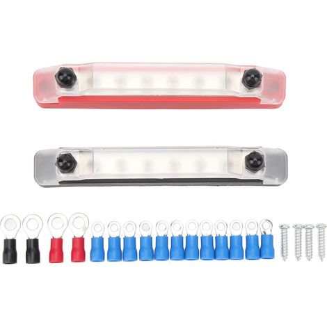 Ortviai Barre de distribution électrique 150 A DC12-48 V pour camping-car et bateau, 2 pièces noir/rouge, 8 voies, M6 (1/5)