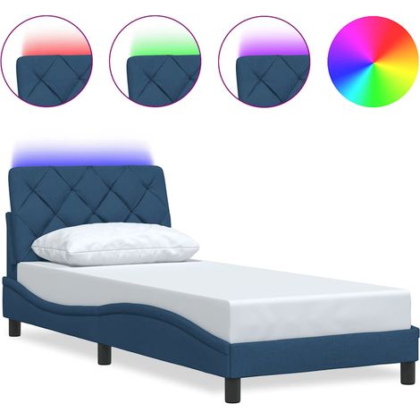 Maison Exclusive - Giroletto con LED senza Materasso Blu 80x200 cm in Tessuto