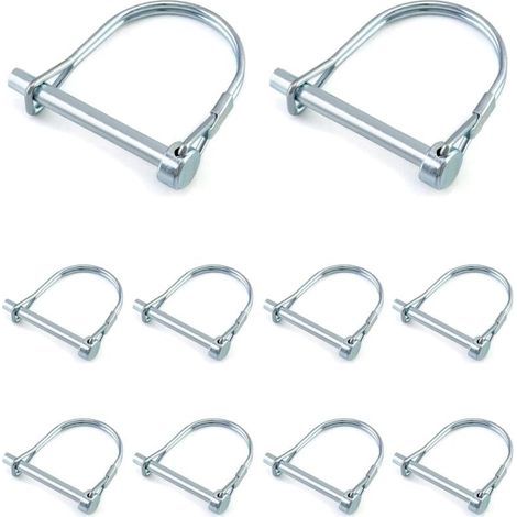 Lot de 10 goupilles de verrouillage forme D Acier au carbone galvanisé Longueur 50 mm Pour attelage remorques et machines (1/5)