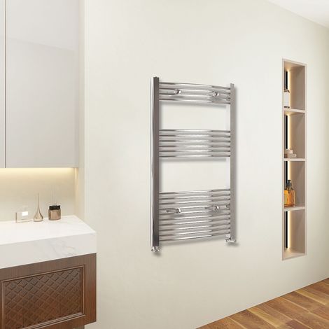 AICA 1200x600mm(HxW) Chrome Curved Center Heated Towel Track Heated Towel Radiator