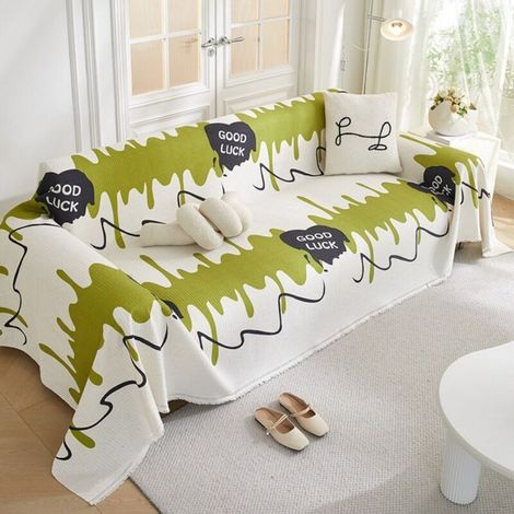 Promenade en vert 180x180 Coussin de canapé monobloc, housse de canapé intégrale anti-griffures de chat, adaptée à toutes les saisons, serviette/housse de canapé (1/3)
