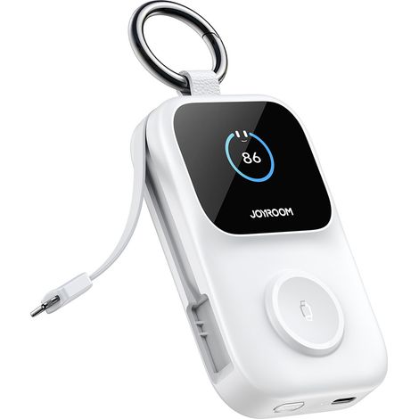 Batterie externe 5000 mAh avec charge sans fil 5 W pour montres - Blanche (1/5)