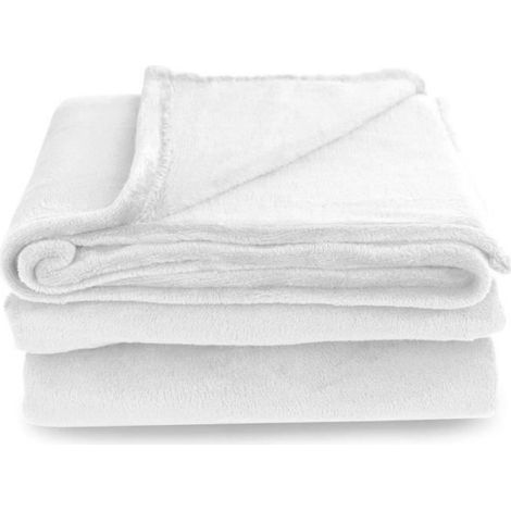 Couverture Plaid Microfibre Polaire 150 x 200 cm Blanc