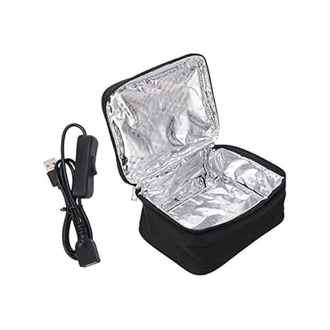 Scatola Pranzo Riscaldante Portatile, Borsa Termica Pasti Riscaldati, Gamella USB con Rivestimento in Pellicola Alluminio per Campeggio Picnic Scuola Ufficio Lavoro (1/4)