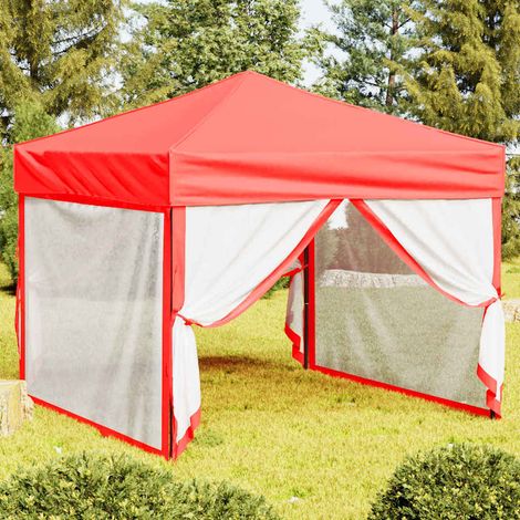 Tente de réception pliable avec parois Rouge 3x3 m (1/5)