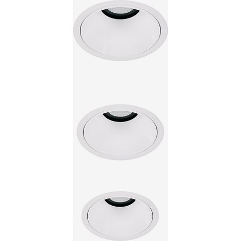 Pack de 3 downlights LED empotrables con marcos redondos Ø8 cm en aluminio Orelva SKLUM (1/5)