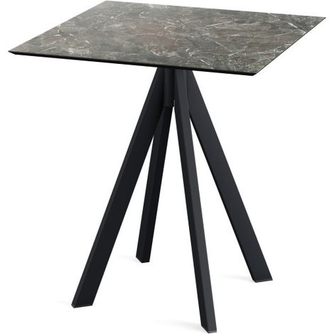 Infinity table de bistrot avec piètement noir + plateau HPL Galaxy Marble 70x70 cm - Feros (1/3)