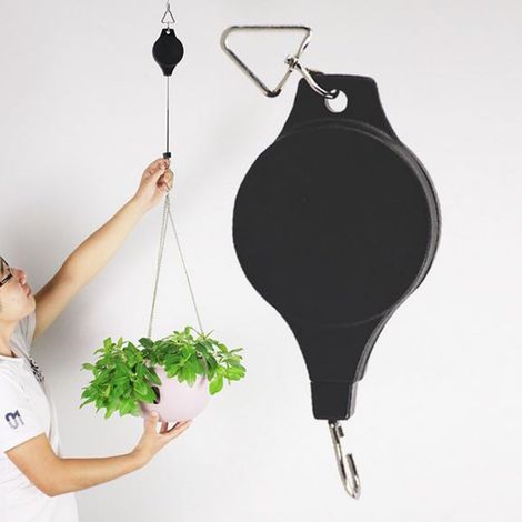 MINKUROW 2 X Ganchos Para Cestas Colgantes Retráctiles Con Tirador, Cestas De Jardín Macetas Ganchos Telescópicos Automáticos Para Interior Y Exterior Tamaño Libre Negro (1/5)