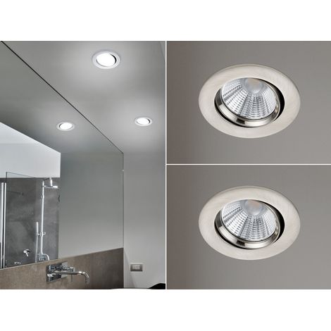 LED Einbaustrahler 2er Set rund schwenkbar dimmbar Nickel matt 5,5W Deckenlampe (1/5)