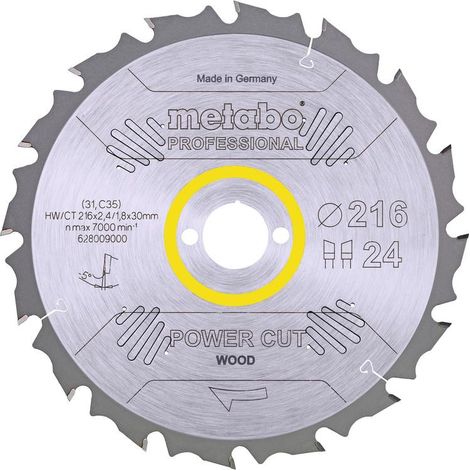 Metabo - Lama per sega circolare per legno 216x30 mm, 24 denti 628009000