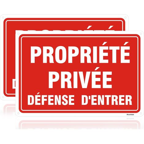 2 Pièces Panneau Propriété Privée Défense D'entrer en Aluminium 30 x 20 cm, Réfléchissant Panneau Propriété Privée Panneau d'Avertissement avec Trous Pré-Percés, Protection UV, Imperméable (1/5)