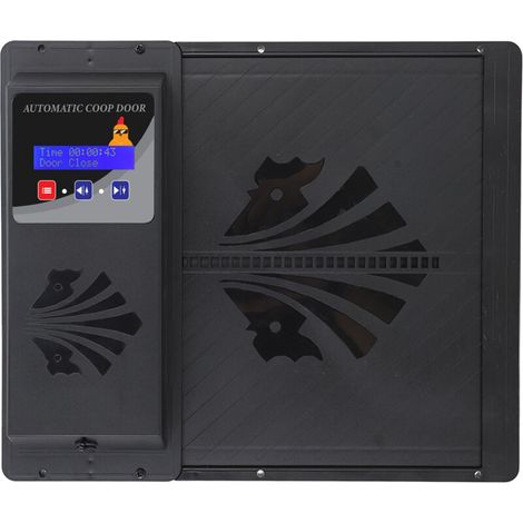 Automatic Solar-Powered Chicken Coop Door, Electric Chicken Coop Door Opener with Anti-Pinch Design, LED Display, Timer, Black (1/5)