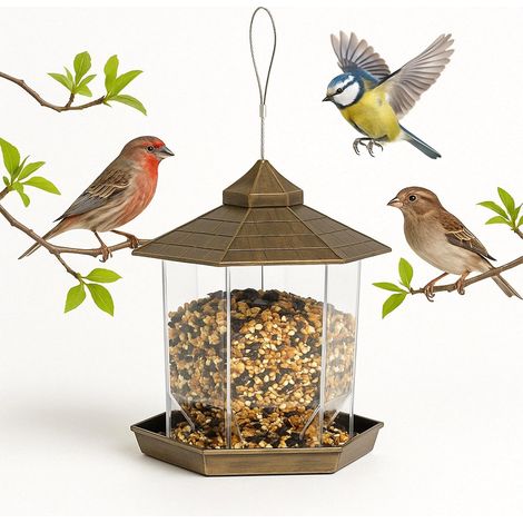 Comedero para pájaros - Adorno de jardín - Comedero para pájaros - Comederos colgantes para pájaros aptos para todo tipo de clima - Estación de alimentación colgante para aves silvestres (1/4)