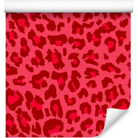 Tapete mit rotem Tierfellmuster, rot und rosa, 50 x 1000 cm (1/5)