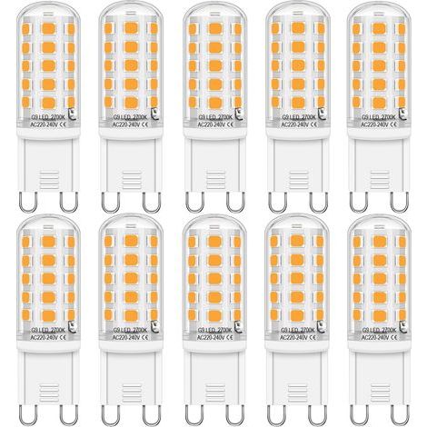 G9 LED-Lampe, warmweiß (2700 K), 400 Lumen, 4 W (entspricht 30 W Halogen), nicht dimmbar, flimmerfrei, 10er-Packung (1/5)