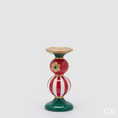 EDG Enzo De Gasperi Portacandela a Sfere Natalizio H23 Ø11 cm Verde Rosso – Decorazione di Natale (1/2)