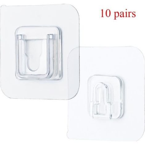 Ventouse - crochet,Crochet mural adhésif DoubLe face solide,crochet Transparent,ventouse,support de rangement - 10 pairs -6cmX6cm