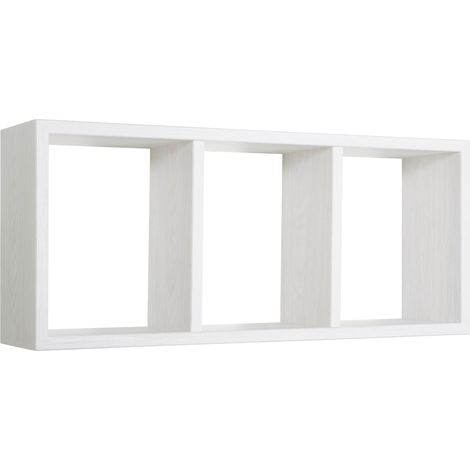 Mensola Rettangolare 3 Scomparti da Parete 70x30x15.5 cm in Fibra di Legno Tristano Rovere Sbiancato (1/5)