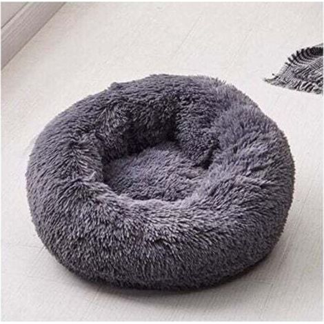 Runder Schlafkorb für Hunde und Katzen, Plüschkorb, Kissen, dicke Matratze, rundes Winterbett für Haustiere (XS/40 cm, Dunkelgrau) (1/4)