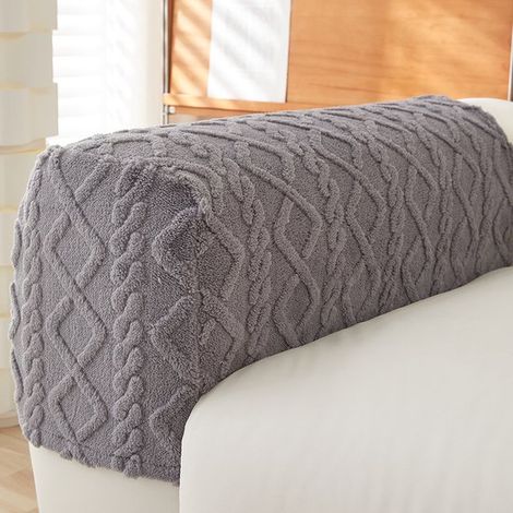 Housses d'accoudoirs de canapé - Lot de 2 - Housses de protection - Largeur : 16,5-20,5 cm, Longueur : 46-54 cm - Gris foncé (1/4)
