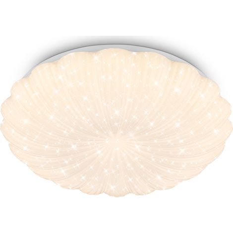 Plafonnier LED avec effet ciel étoilé, éclairage blanc chaud, bord ondulé décoratif, lustre salon, lustre cuisine, plafonnier LED salon, 38,5 x 8,5 cm, blanc (1/5)