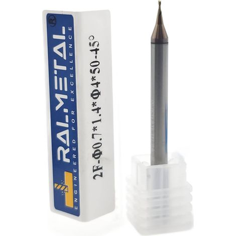 Fresa a candela in metallo duro Micro VHM 0,7 x 1,4 x 4D x 50 mm TiSiN 55 HRC (1/5)
