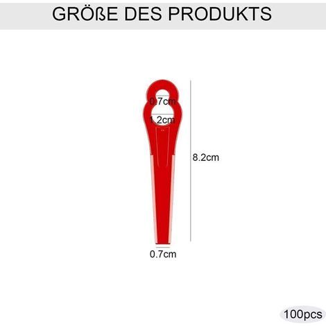 100 lames de rechange en plastique pour tondeuse à gazon, coupe-bordures, lames en plastique pour coupe-bordures de jardin et de pelouse (1/2)