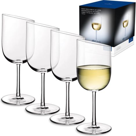 Verre à Vin Blanc Set 4 Pièces Transparent, Garanti Lave-Vaisselle, Service à Vin Blanc, Ensemble de Verres, Set de Verres, Cristallin (1/5)