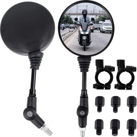 Motorrad Spiegel Set Universal, Rund, 360° drehbar, M8/M10 Gewinde, Lenkerklemme (1/5)